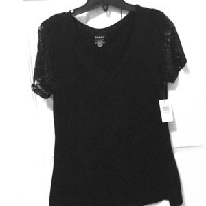 Torrid black shirt with lace sleeves